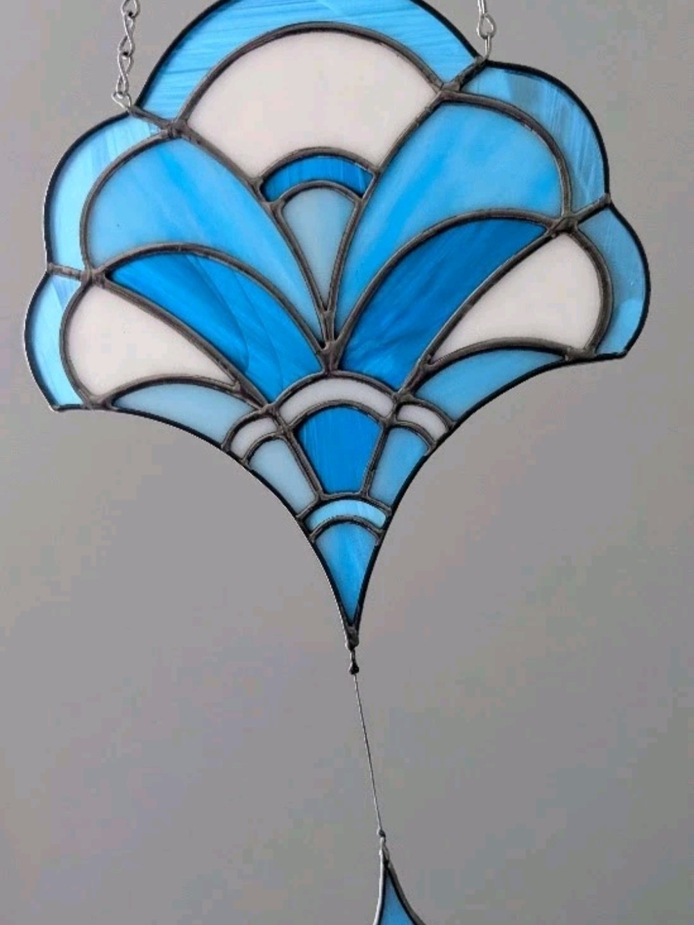 Handcrafted Blue Stained Glass Window Panel / Suncatcher